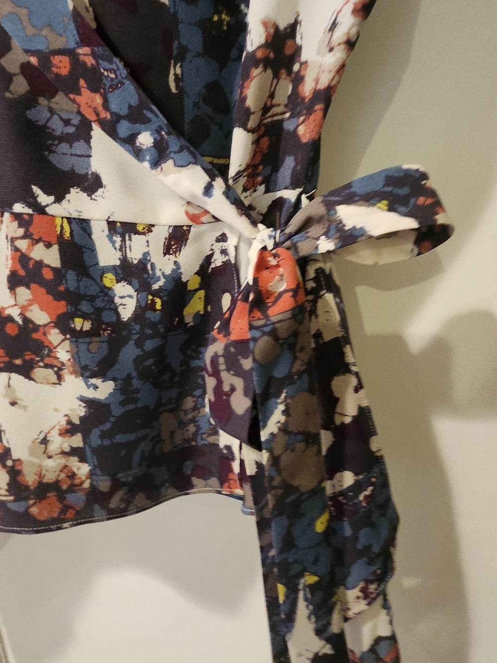 BCBGMaxAzria Multi-Color Abstract Wrap Blouse - Picture 2 of 4